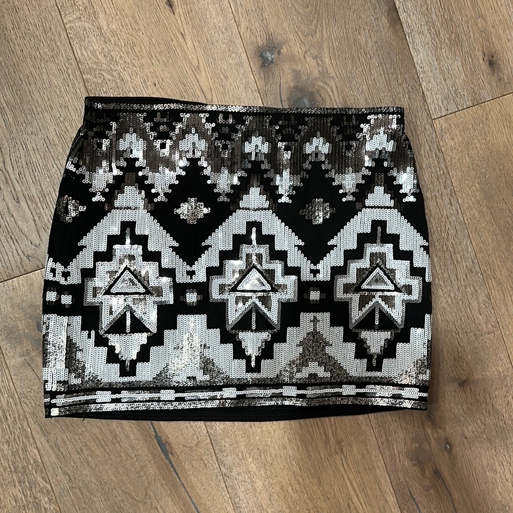 Sequin Stretch Mini Skirt - Size Small